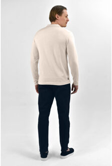 Knitted poloshirt off white - maat M Wit