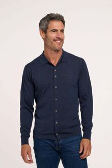 Knitted Pull Shirt Merino Donkerblauw
