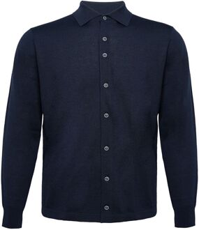Knitted Pull Shirt Merino Navy Donkerblauw - 3XL,L,M,S