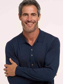 Knitted Pull Shirt Merino Navy Donkerblauw - 3XL,M,S