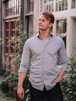 Knitted shirt - maat 40 (M) Grijs