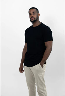 Knitted t-shirt - - maat M Zwart