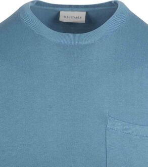 Knitted T-shirt Pocket Compact Blauw - L