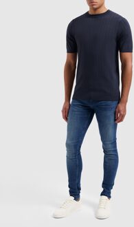 Knitted T-shirt Vertical Striped Navy  XL