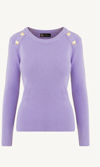 Knitted Trui Hartjes Knopen Lila