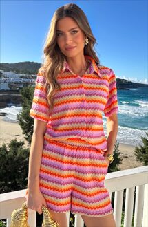 Knitted Zigzag Blouse Multicolor
