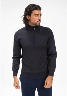 Knitwear half-zip sweater truien m606 Blauw