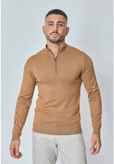 Knitwear half-zip sweater truien m606 Camel