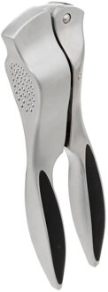 Knoflookpers - zilver/zwart - zink - 18 cm - kook/keuken gerei - Knoflookpersen Zilverkleurig