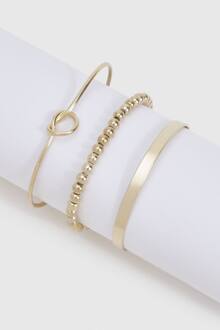 Knoop Bangle Armband 3-Delige Set, Gold - ONE SIZE