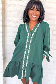 Knoop Voor Rimpelzoom Jurk Donkergroen