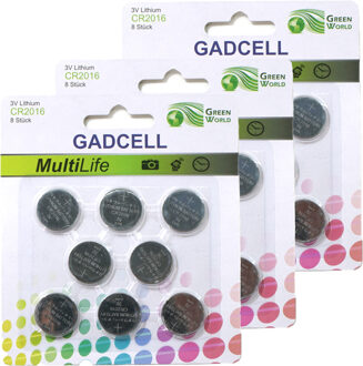 knoopcel batterijen set - type CR2016 - 24x stuks - 3V Lithium