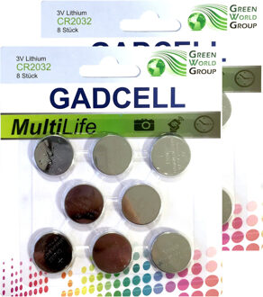 knoopcel batterijen set - type CR2032 - 16x stuks - 3V Lithium