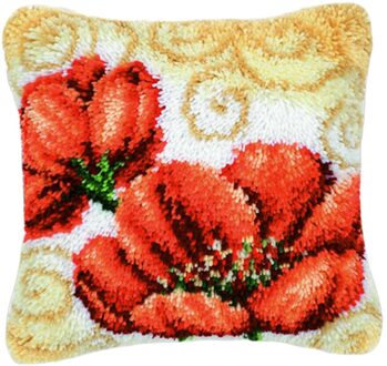 Knopen Kussen Voor Kinderen En Volwassenen Om Knoop Zelf, Knopen Haak Dier Blossom Two rood Flowers