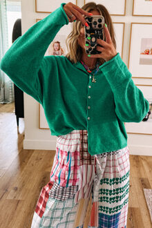 Knopenlange Mouw Cardigan Donkergroen