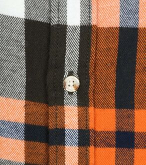 Knowledge Cotton Apparel Larch checked organic cotton flannel shirt Oranje - M