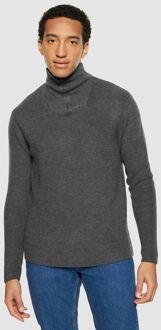 KnowledgeCotton Apparel Half Zip Pullover Merino Antraciet Grijs - L,XL