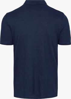 KnowledgeCotton Apparel Knowledge Polo Regular Linnen Navy Donkerblauw - M,XL