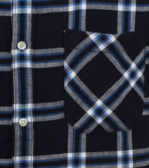 KnowledgeCotton Apparel Overhemd Donkerblauw Geruit - M,XL