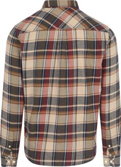 KnowledgeCotton Apparel Overhemd Flanel Ruiten Beige - XL
