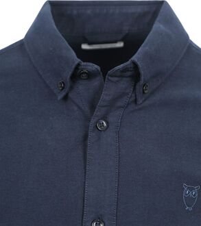 KnowledgeCotton Apparel Overhemd Melange Navy Donkerblauw - L,XL,XXL