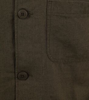 KnowledgeCotton Apparel Overshirt Linnen Donkergroen - S