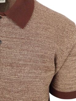 KnowledgeCotton Apparel Polo Knitted Chocolate Bruin - L