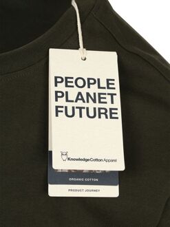 KnowledgeCotton Apparel T-shirt Olive Donkergroen