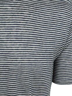 KnowledgeCotton Apparel T-shirt Streep Navy Blauw - L,M,XL,XXL