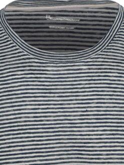 KnowledgeCotton Apparel T-shirt Streep Navy Blauw - L,M,XL