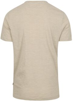 KnowledgeCotton Apparel T-shirt Strepen Beige - L,M,XL