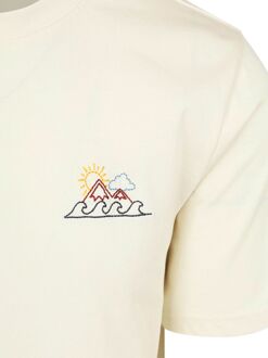 KnowledgeCotton Apparel T-shirt Wit Chest Print - L,M,XL,XXL