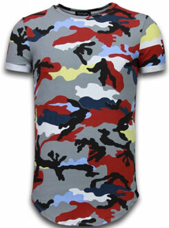 Known Camouflage T-shirt - Long Fit Shirt Army - Bordeaux - Maten: L