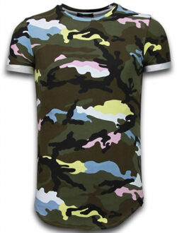 Known Camouflage T-shirt - Long Fit Shirt Army - Pink - Maten: L