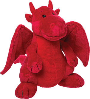 Knuffel Draak pluche - rood - draken knuffels - 17 cm