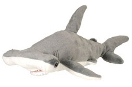 Knuffel Hamerhaai Junior 38 Cm Pluche Grijs/wit
