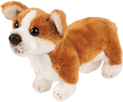 Knuffel hond - Corgi - bruin - 13 cm - pluche - knuffeldier - hondenknuffel Multi