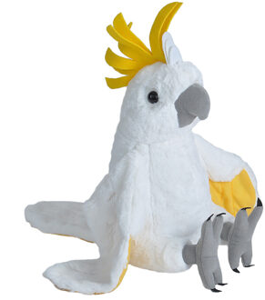 knuffel kakatoe junior 30 cm pluche geel/wit