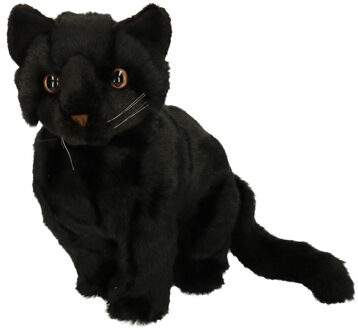 Knuffel kat of poes zwart zittend 30 cm