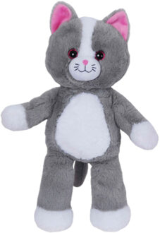 Knuffel kat/poes - grijs/wit - 42 cm - Pluche speelgoed knuffeldier Multi