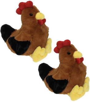 Knuffel kip/haan - 3x - 25 cm - pluche - knuffelkip - knuffelhaan - knuffeldier