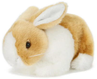 Knuffel konijn - bruin met wit - pluche dieren knuffels - 20 cm - Knuffel huisdieren Multikleur