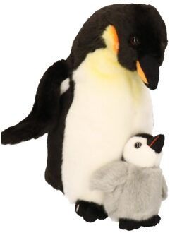 Knuffel Koningspinguin met baby 32 cm - Vogel knuffels Multikleur