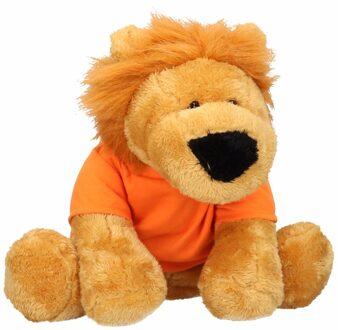 Knuffel leeuw - pluche - 30 cm - met oranje shirt - holland - mascotte