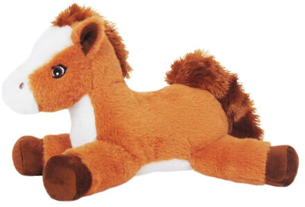 Knuffel Paard - pluche stof - dieren knuffels - lichtbruin - 30 cm