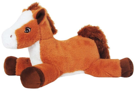 Knuffel Paard - pluche stof - dieren knuffels - lichtbruin - 38 cm