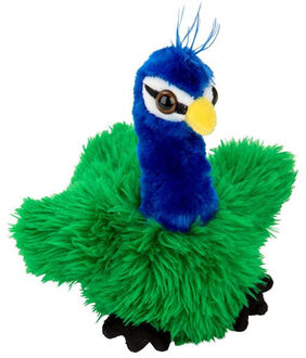 Knuffel Pauw - pluche - vogel - gekleurd - 13 cm - knuffeldier Multi