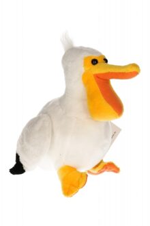 Knuffel pelikaan - wit/grijs - 17 cm - pluche - knuffeldier - vogelknuffel Multi