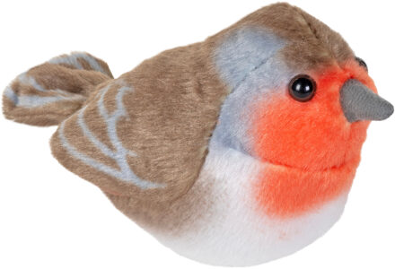 knuffel Roodborstje - pluche - 14cm - vogel - met geluid