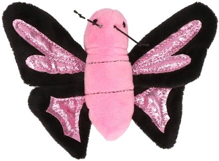 Knuffel roze vlinder 10 cm - Knuffeldier Multikleur